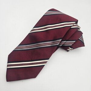 Corneliani Hand Made Italian Burgundy Stripe Silk Tie XL Length 69" NWT